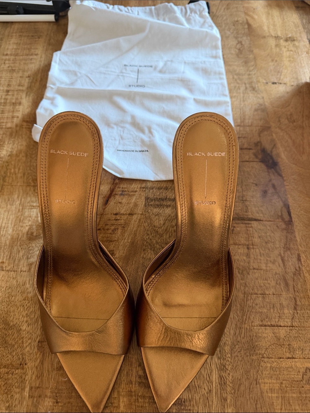 Black Suede Studio Women's Heels - Gold